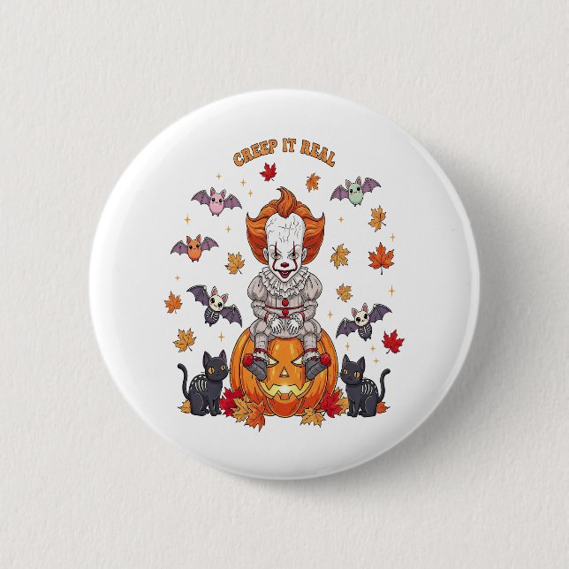 Gnome Niedlich Pumpkin Halloween Button (Vorderseite)