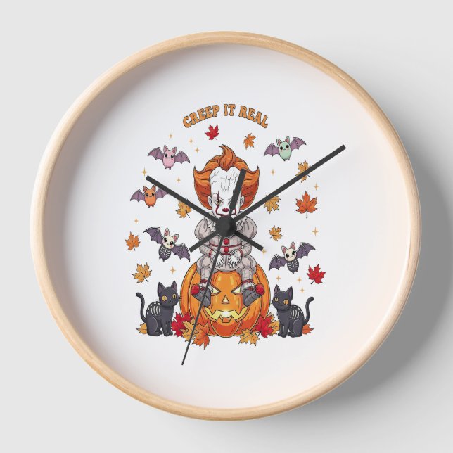 Gnome Niedlich Pumpkin Halloween Uhr (Vorderseite)