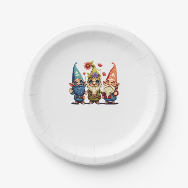 Gnome Niedliche und lustige gnome Hippie Sonnenblu Pappteller (Vorderseite)