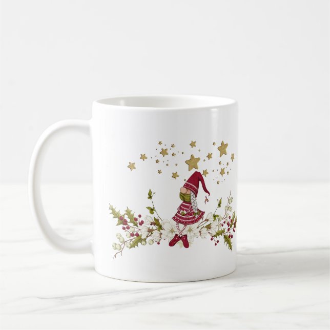Gnome Nordic Red Green Gold Stars Kaffeetasse (Links)
