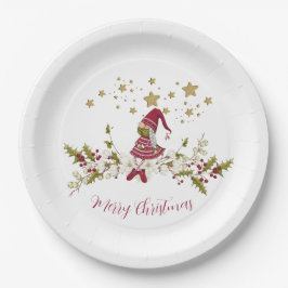 Gnome Nordic Red Green Gold Stars Pappteller