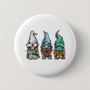 Gnome Nurse and Doctor Squad Quarantine 2020 Gesch Button