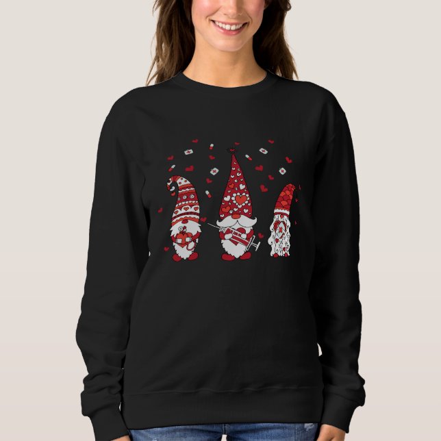 Gnome Nurse Scrub Valentine RN ICU ER Valentines D Sweatshirt (Vorderseite)