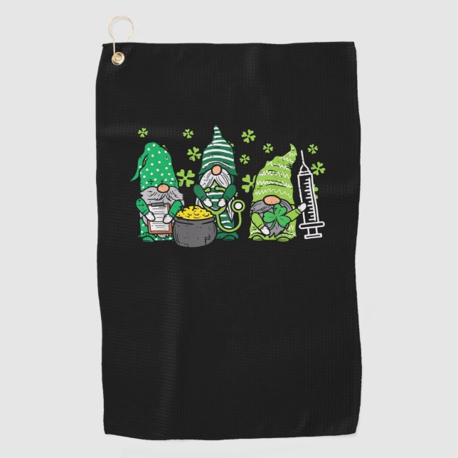 Gnome Nurses Saint Pattys Scrub Nurse St Patricks Golfhandtuch (Vorderseite)