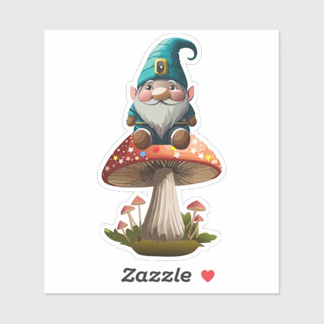 Gnome oben auf der Pilzaufkleber Aufkleber (Blatt)
