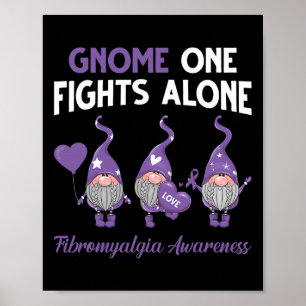 Gnome One Fights Allone Fibromyalgie Awareness Mon Poster