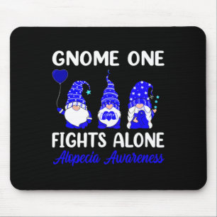 Gnome One Fights Alone Blue Ribbon Alopecia Awaren Mousepad