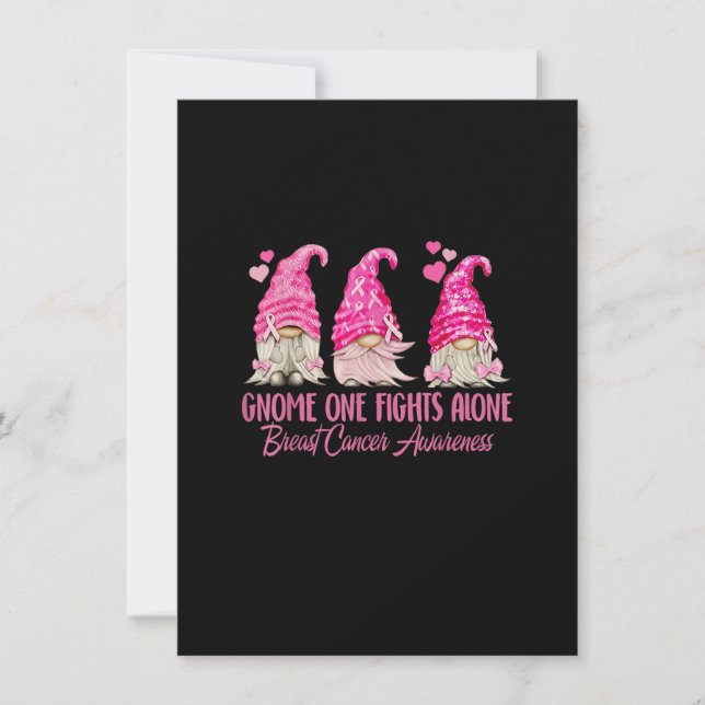 Gnome One Fights Alone Breast Cancer Awareness Pin Einladung (Vorderseite)