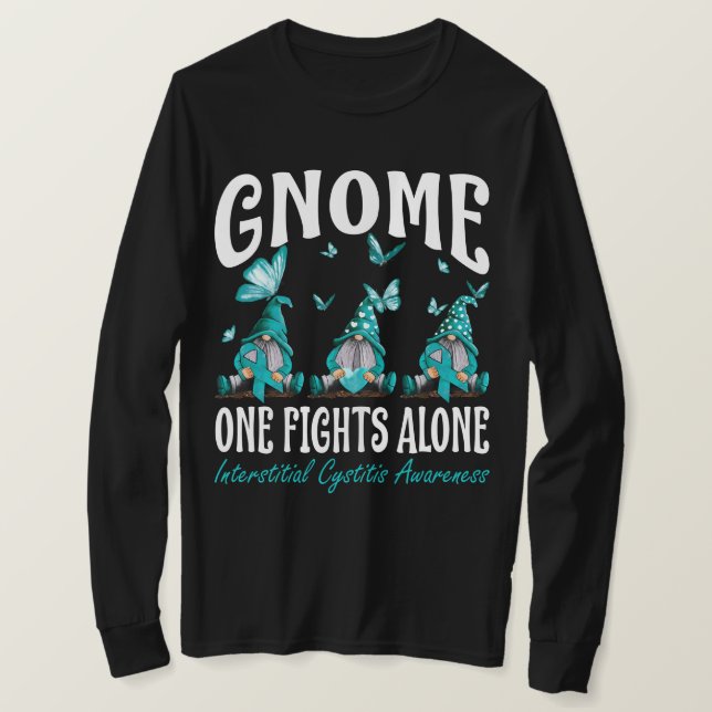 Gnome One Fights Alone Interstitial Cystitis Aware T-Shirt (Design vorne)