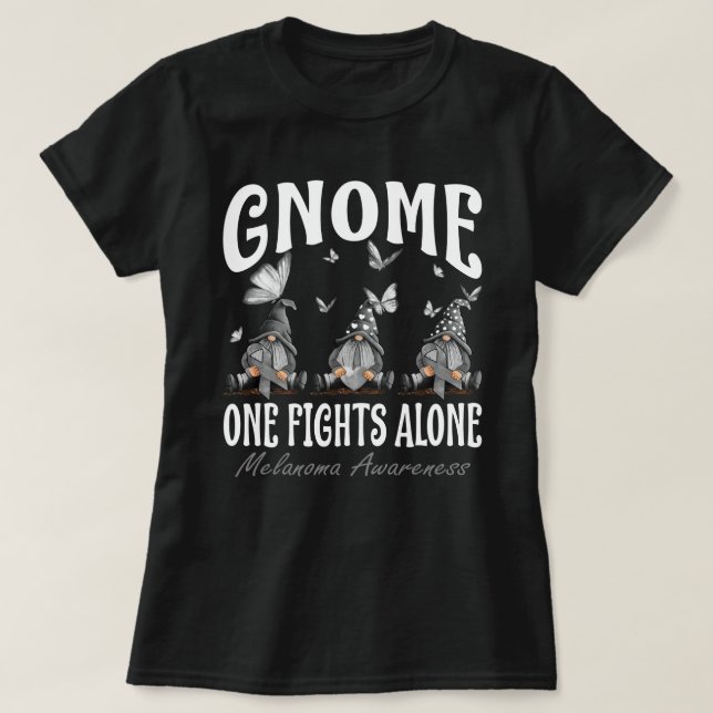 Gnome One Fights Alone Melanoma Awareness T-Shirt (Design vorne)