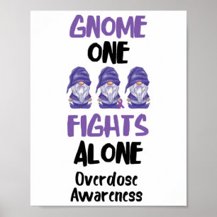 Gnome One Fights Alone Purple Ribbon Überdosis-Bew Poster