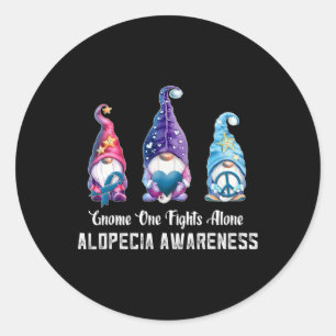 Gnome One kämpft allein Alopezie Bewusstsein Runder Aufkleber