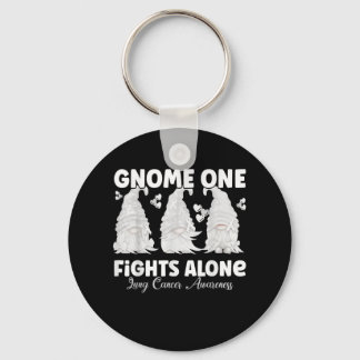 Gnome One kämpft allein mit weißem Lungenkrebs-Bew Schlüsselanhänger
