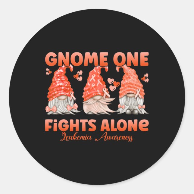 Gnome One kämpft allein Orange Leukämie Bewusstsei Runder Aufkleber (Vorderseite)