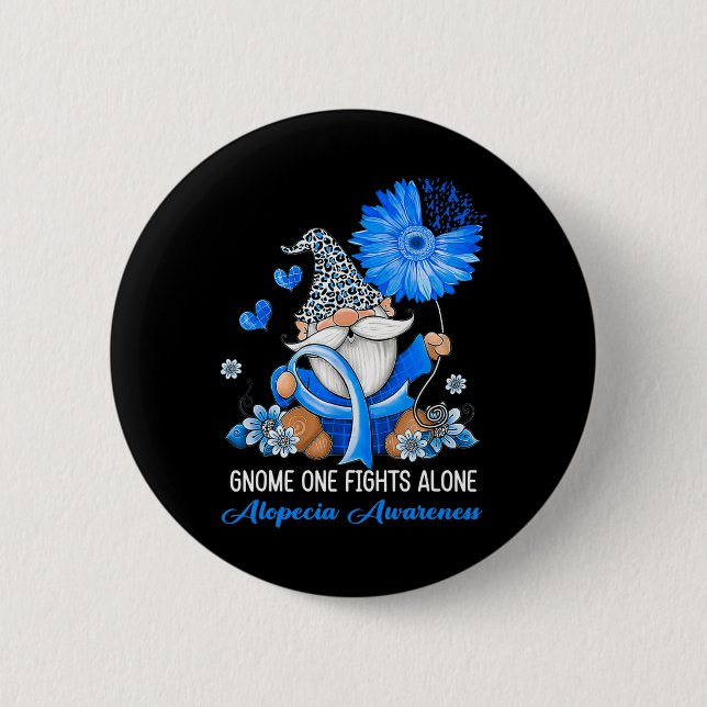 Gnome One kämpft allein Ribbon Alopezie Bewusstsei Button (Vorderseite)