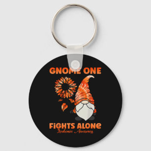 Gnome One kämpft allein um Orange Ribbon Leukämie Schlüsselanhänger