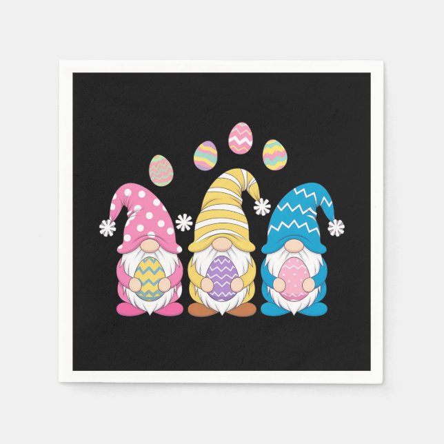 Gnome Osterfarbene Niedliche Eier Frühlingsurlaub Serviette (Vorderseite)