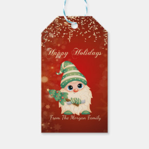 Gnome Pine Tree, Confetti, Red Geschenkanhänger