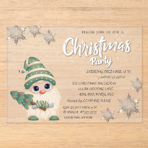 Gnome PineTree Bokeh Firmen-Weihnachtsfeier Acryleinladungen