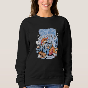 Gnome Place Zuhause Hot Cocoa Book Reader Graphic Sweatshirt