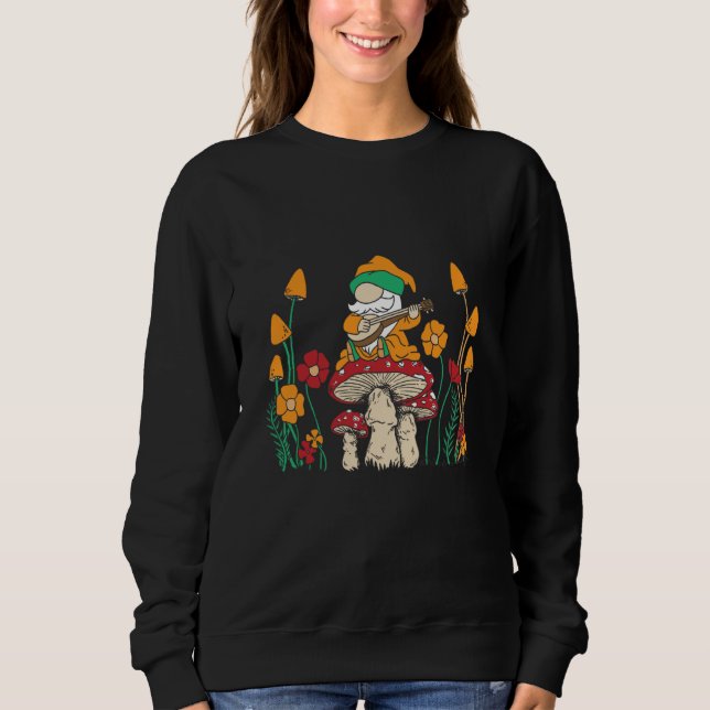 Gnome playing banjo fungi mushrooms sweatshirt (Vorderseite)