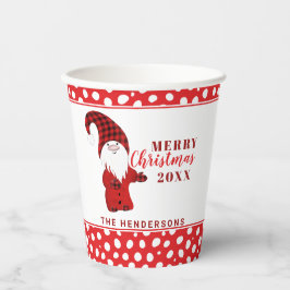 Gnome Polka Dots Personalisiert Red Frohe Weihnach Pappbecher