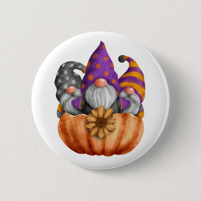 Gnome Pumpkin Trio Button (Vorderseite)