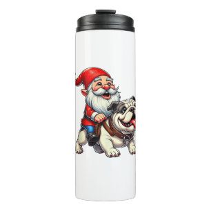 Gnome Ride English Bulldog Christmas Weihnachten W Thermosbecher