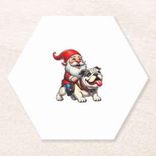 Gnome Ride English Bulldog Christmas Weihnachten W Untersetzer