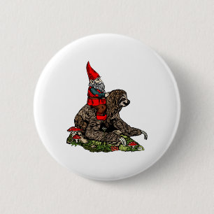 Gnome Riding a Sloth Button