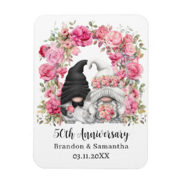 Gnome Rosa Blumenbogen 50. Hochzeitstag Magnet