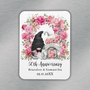 Gnome Rosa Blumenbogen 50. Hochzeitstag Magnet