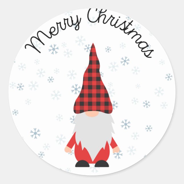 Gnome Santa Runder Aufkleber (Vorderseite)