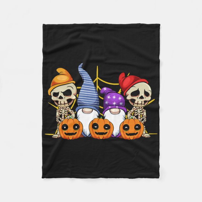 Gnome Skeleton Lazy Halloween Kostüm Niedlich Pump Fleecedecke (Vorderseite)