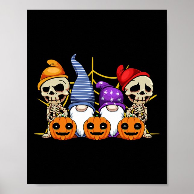 Gnome Skeleton Lazy Halloween Kostüm Niedlich Pump Poster (Vorne)