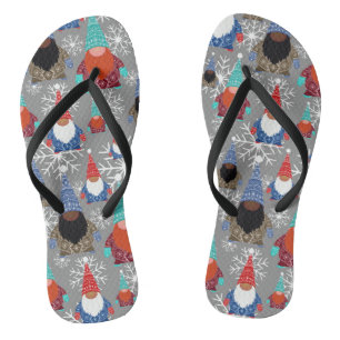 Gnome Snowflake Illustrationen Weihnachtsmuster Flip Flops