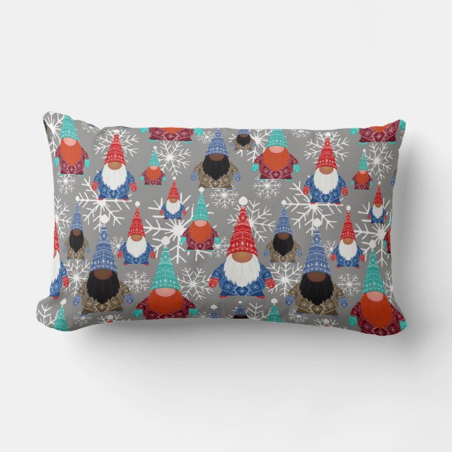Gnome Snowflake Illustrationen Weihnachtsmuster Lendenkissen (Vorderseite)