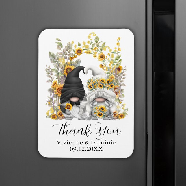 Gnome Sonnenblumen Hochzeit Danke Magnet (Gnome Sunflowers Wedding Thank You Magnet
)