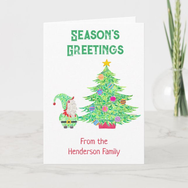 Gnome sous la carte d'arbre de Noël (Devant)