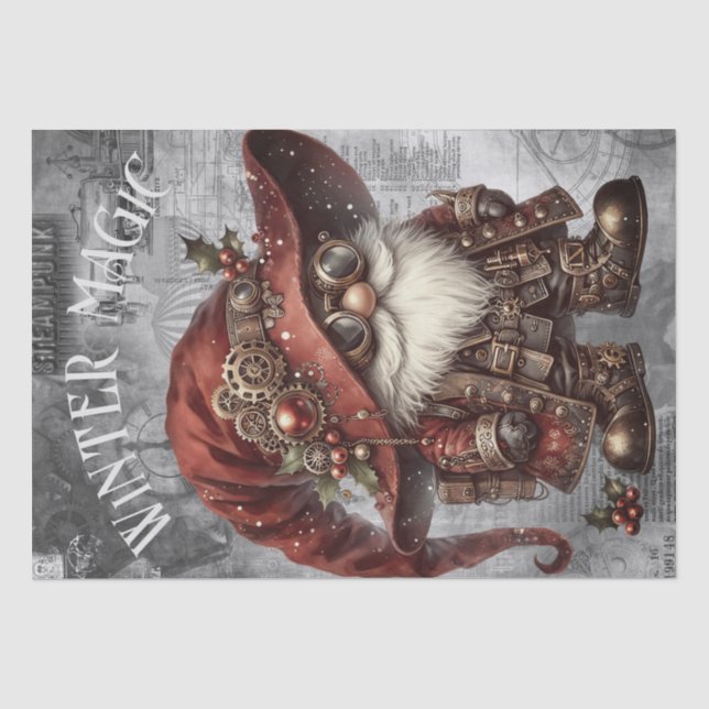 Gnome Steampunk Winter Weihnachten Seidenpapier (Vorderseite)