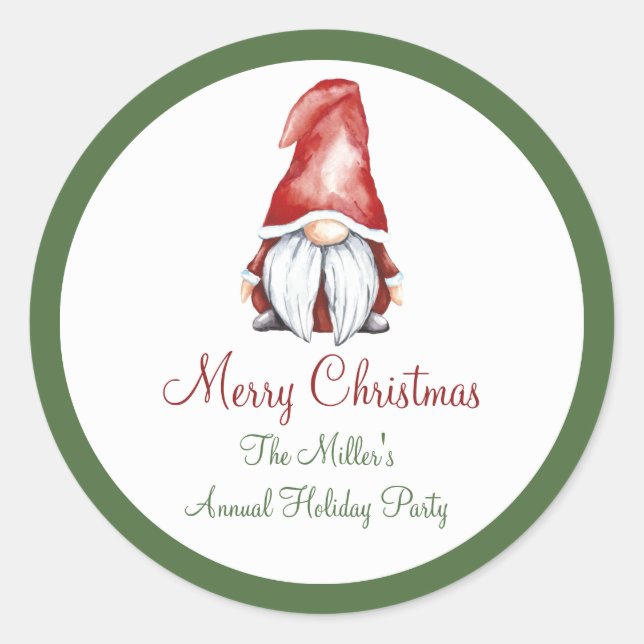 Gnome, Sticker rond de Noël (Devant)