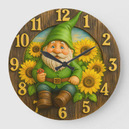 Gnome Sunshine Elf Garden Clock Große Wanduhr