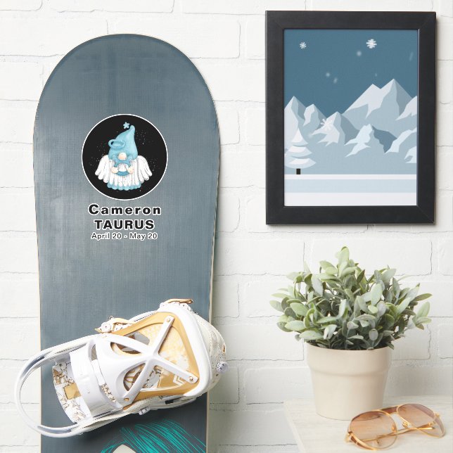 Gnome Taurus Astrology Sign Angel 8" Vinyl Aufkleber (Snowboard)