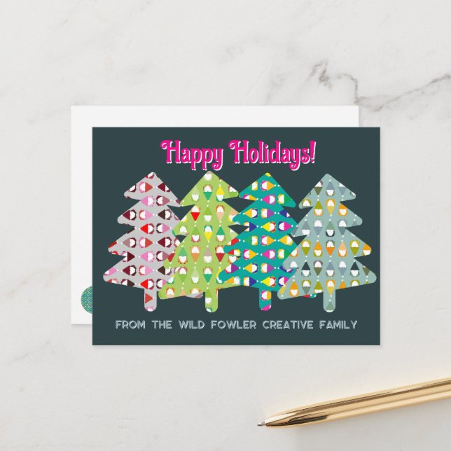 Gnome Tree Holiday Wish Postkarte (Vorderseite/Rückseite Beispiel)
