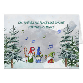 Gnome Trio on Snowy Mountain Top Christmas