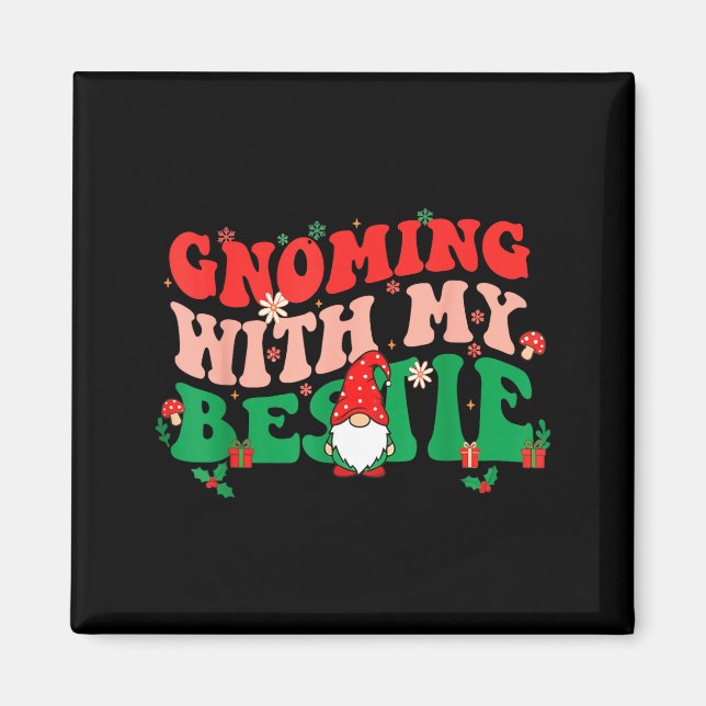 Gnome Twinning With My Ie Funny Matching Christmas Magnet (Vorne)