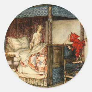 Gnome Überraschung von Arthur Rackham Runder Aufkleber