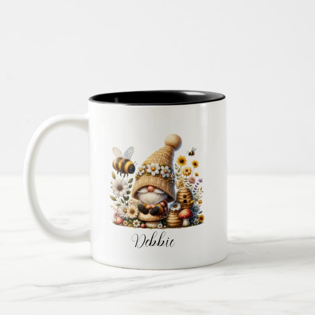 Gnome und Bee personalized Mug Zweifarbige Tasse (Links)