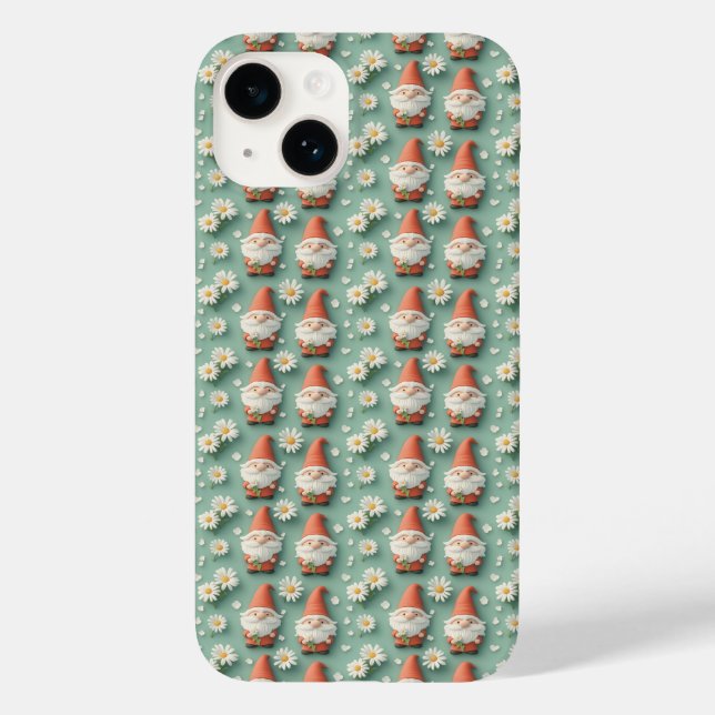 Gnome und Daisy Seamless Muster Garden Design Case-Mate iPhone 14 Hülle (Rückseite)