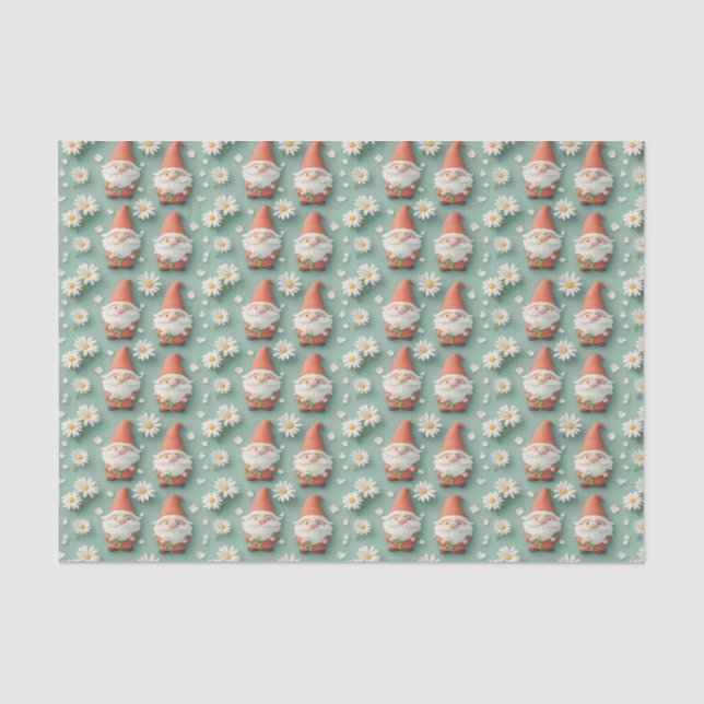 Gnome und Daisy Seamless Muster Garden Design Seidenpapier (Vorderseite)
